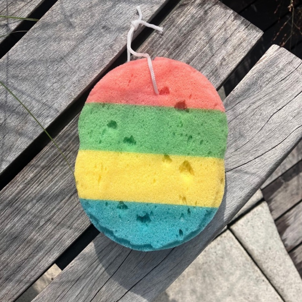 Oversized striped bath sponge
